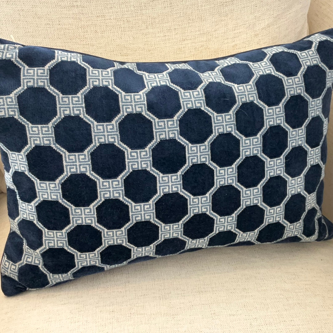 Blue Greek Key Pillow