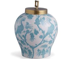 Balinese Peacock Turquoise Porcelain Jar