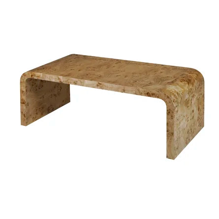 Light Burl Wood Waterfall Coffee Table