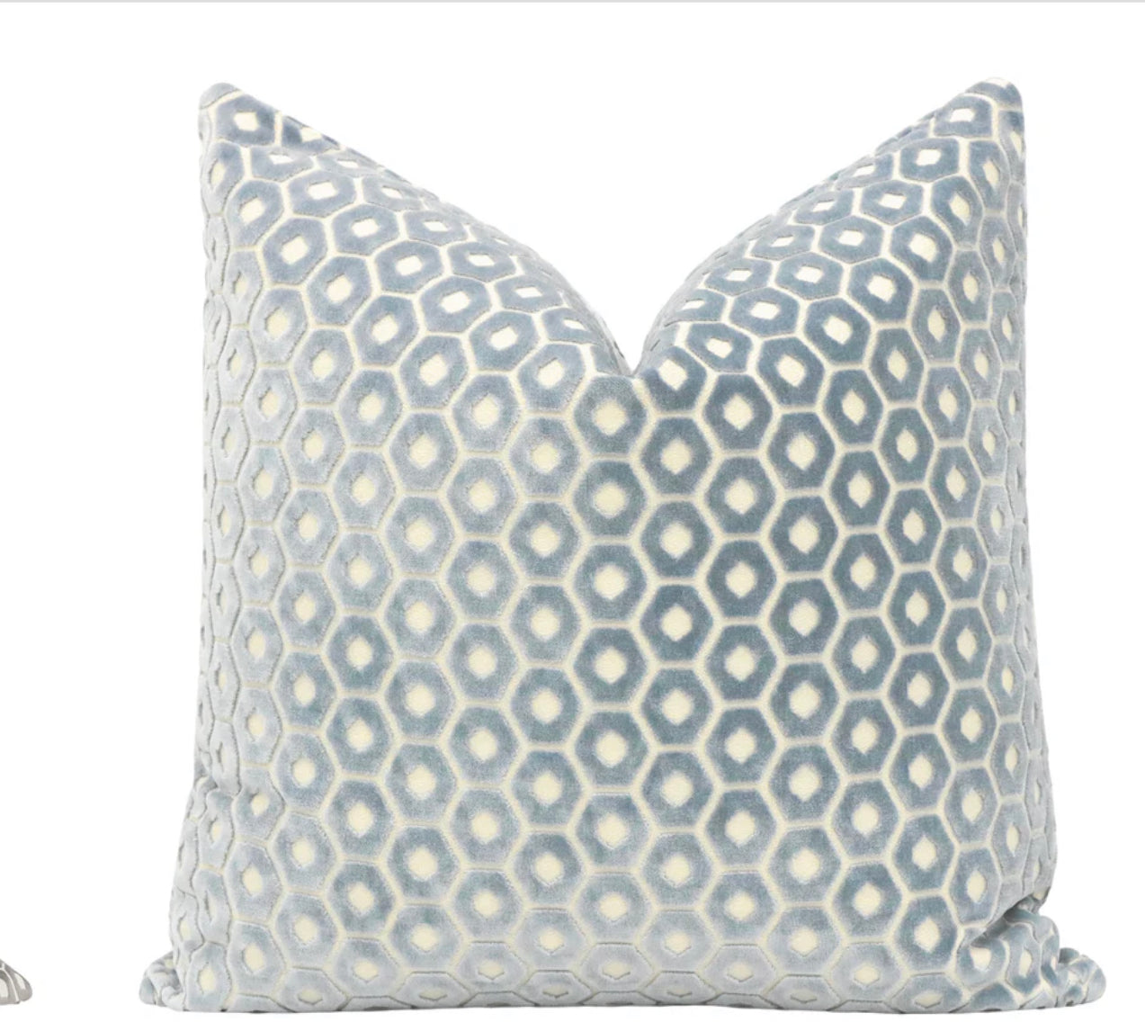 Blossom Cut Velvet Cerulean Blue Pillow