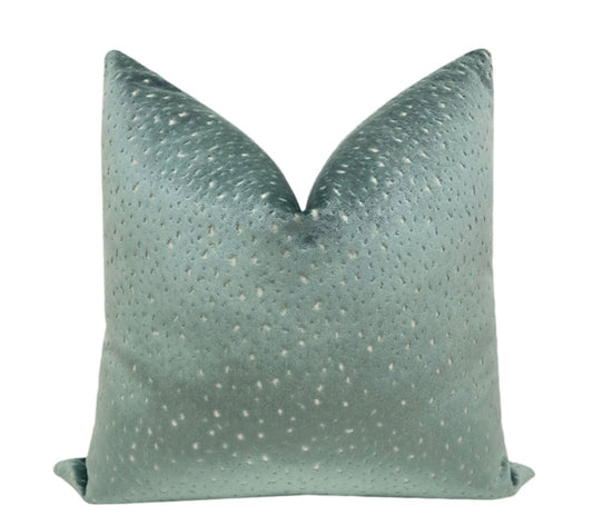 Antelope Cut Velvet Turkish Blue Pillow