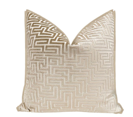 Labyrinth Cut Velvet Champagne Pillow