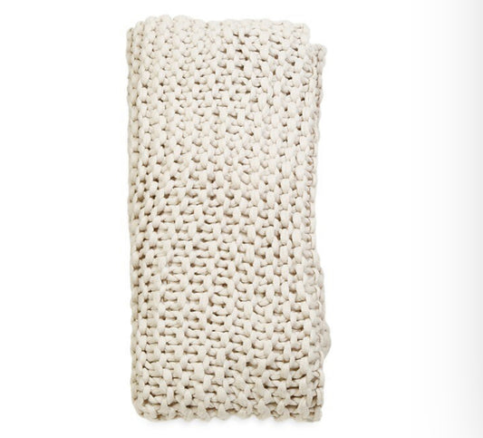 Finn - Hand Knit Throw - Antique White
