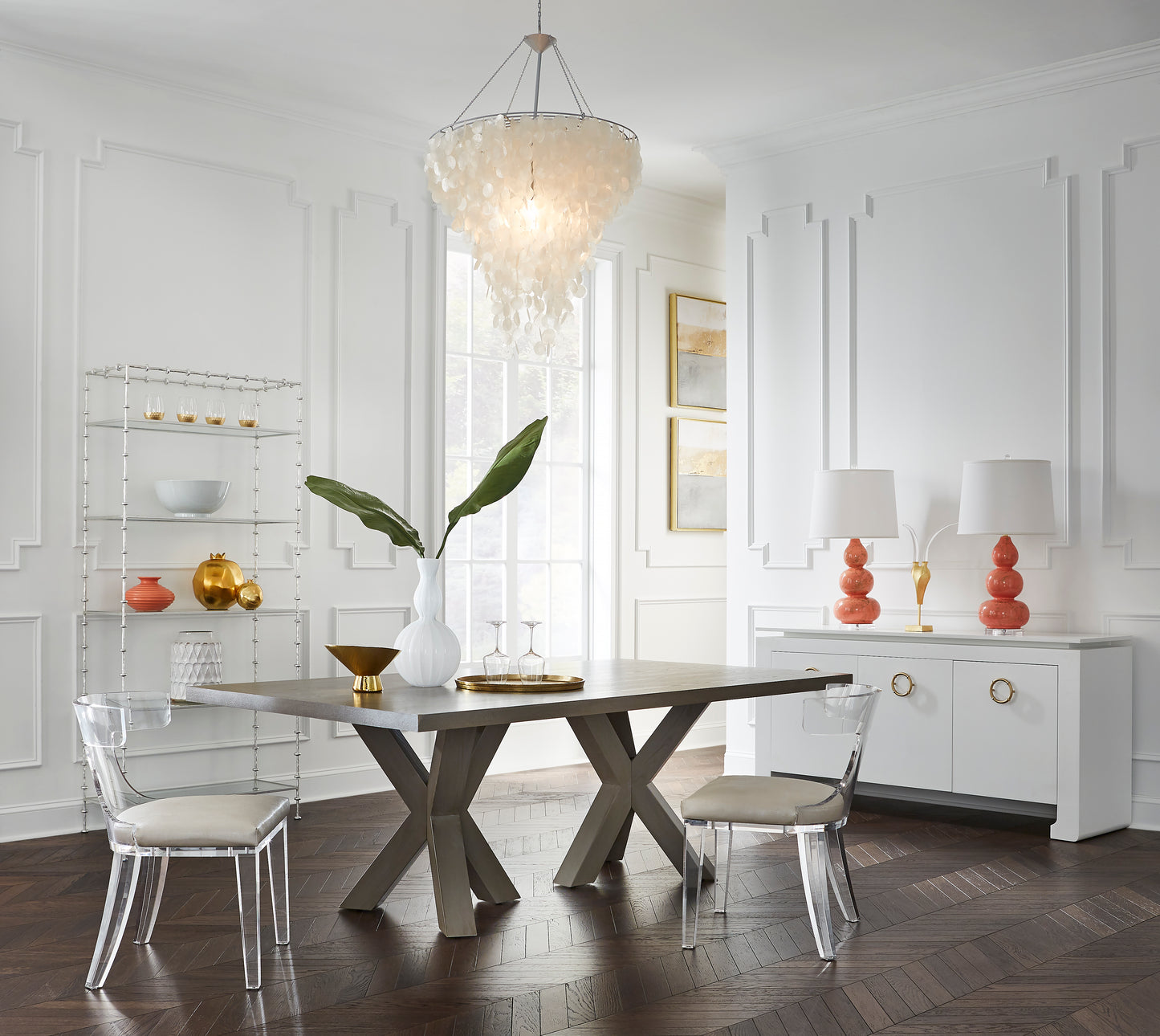 Acrylic Mismos Chair with Beige Shagreen Cushion