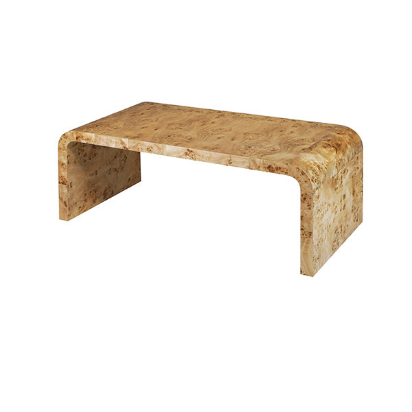 Light Burl Wood Waterfall Coffee Table