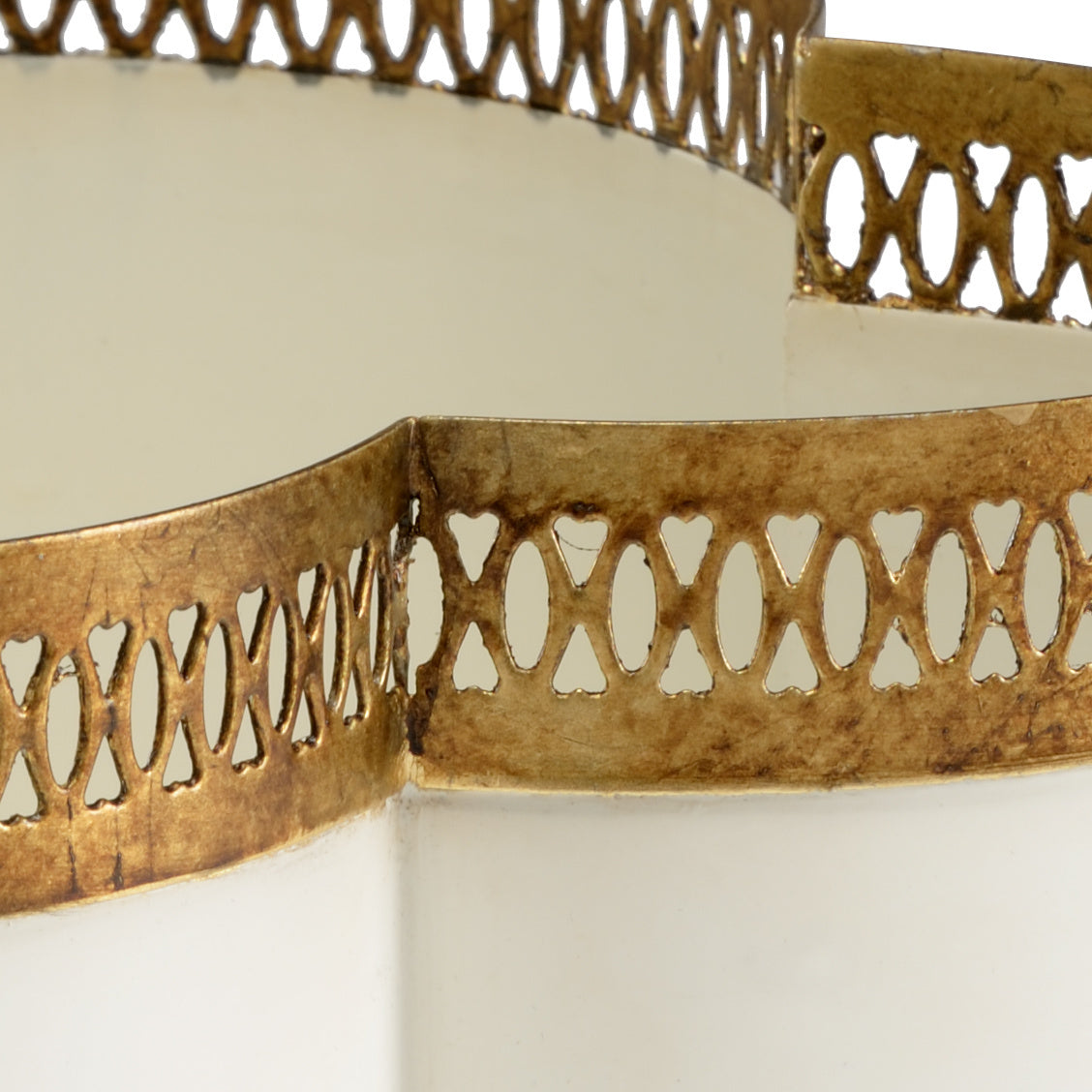 French Antique Gold Iron Cream Tracery Cachepot - Small