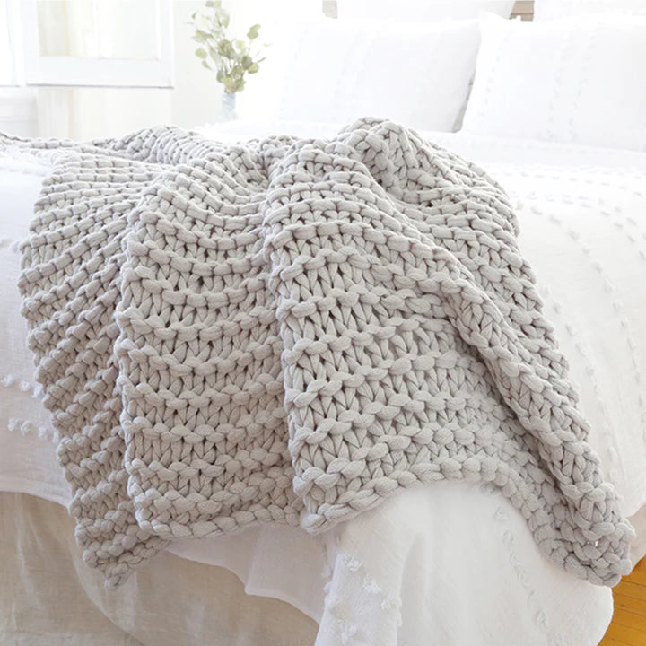 Finn - Hand Knit Throw - Silver